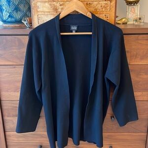 Eileen Fisher Black Open Viscose Blend Cardigan